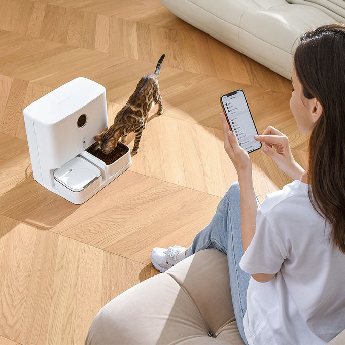 dispensador automático de la comida 240V con el perro Cat Feeder del control del App 2