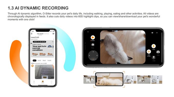 Robot móvil de carga del compañero del animal doméstico del uno mismo para el OEM de Cat With App/de la cámara de seguridad 1
